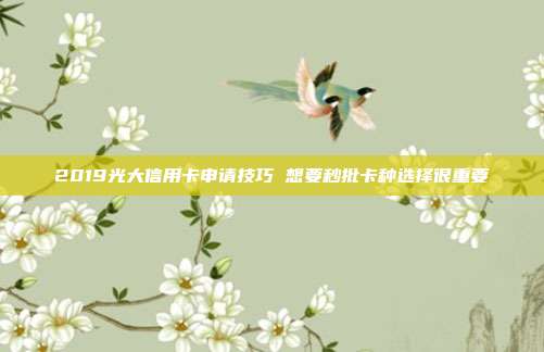 2019光大信用卡申請(qǐng)技巧 想要秒批卡種選擇很重要