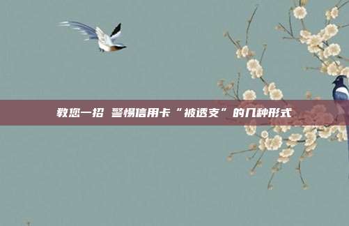 教您一招 警惕信用卡“被透支”的幾種形式