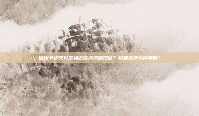 信用卡綁支付寶和微信消費能提額？怕是沒那么簡單的！