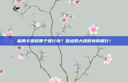 信用卡提額哪個銀行快？盤點四大提額快的銀行！