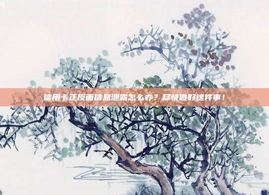 信用卡正反面信息泄露怎么辦?盡快做好這件事!