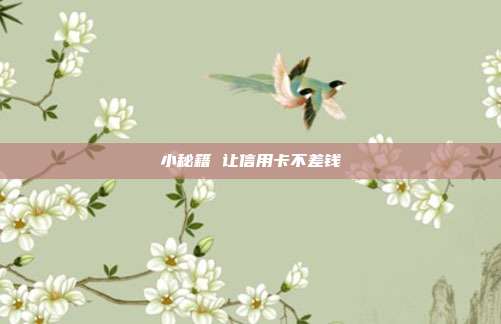 小秘籍 讓信用卡不差錢