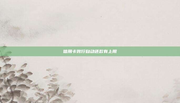 信用卡跨行自動還款有上限