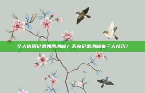 個人信用記錄如何消除?不良記錄消除有三大技巧!