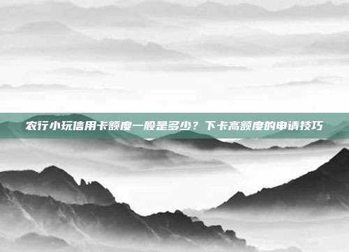 農行小玩信用卡額度一般是多少?下卡高額度的申請技巧