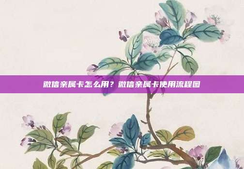 微信親屬卡怎么用？微信親屬卡使用流程圖