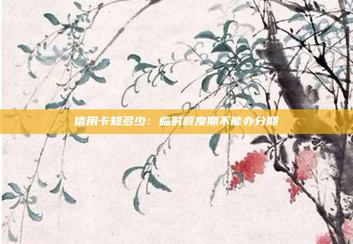 信用卡知多少：臨時額度期不能辦分期