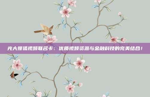 光大搜狐視頻聯名卡：優質視頻資源與金融科技的完美結合！