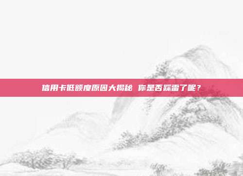 信用卡低額度原因大揭秘 你是否踩雷了呢？