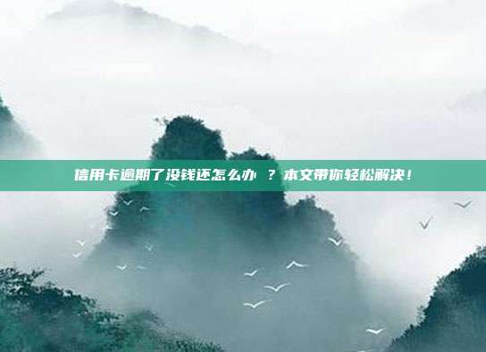 信用卡逾期了沒錢還怎么辦 ？本文帶你輕松解決！
