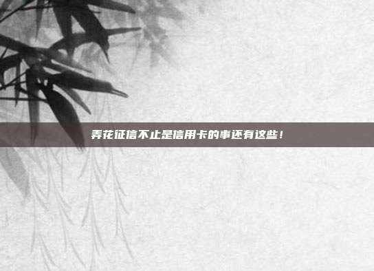 弄花征信不止是信用卡的事還有這些!