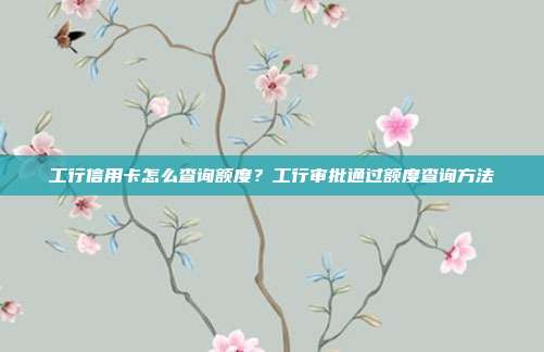 工行信用卡怎么查詢額度？工行審批通過額度查詢方法