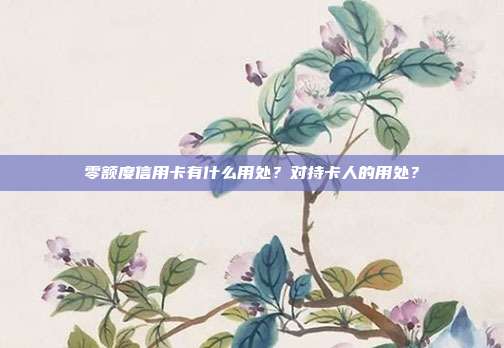 零額度信用卡有什么用處？對持卡人的用處？