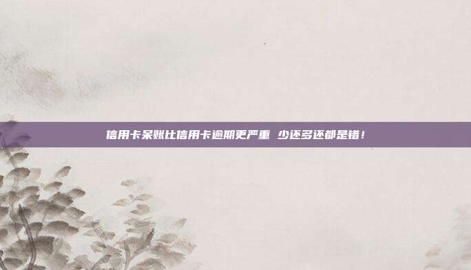 信用卡呆賬比信用卡逾期更嚴重 少還多還都是錯！
