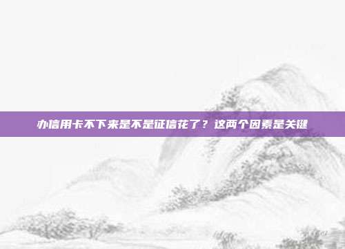 辦信用卡不下來是不是征信花了?這兩個因素是關鍵