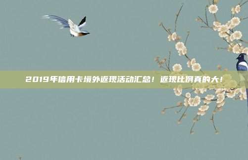 2019年信用卡境外返現活動匯總!返現比例真的大!