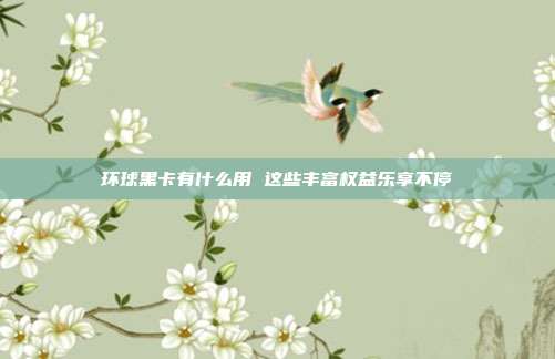 環(huán)球黑卡有什么用 這些豐富權(quán)益樂(lè)享不停