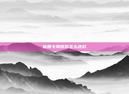 信用卡降額后怎么還款