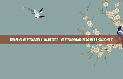 信用卡違約金是什么意思？違約金和滯納金有什么區(qū)別？