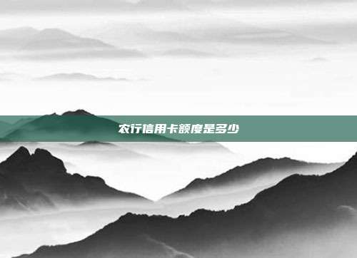 農(nóng)行信用卡額度是多少