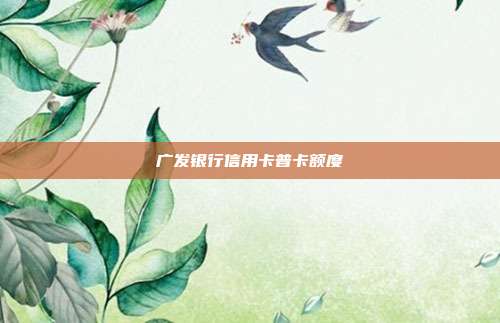 廣發銀行信用卡普卡額度