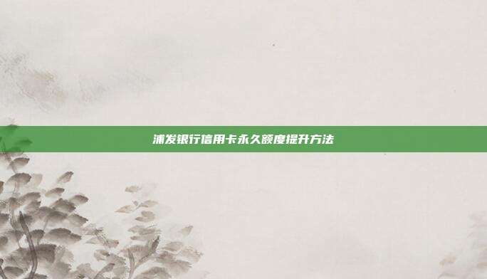 浦發銀行信用卡永久額度提升方法