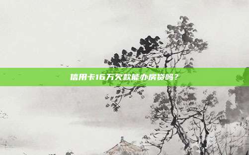 信用卡16萬欠款能辦房貸嗎?