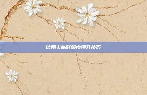 信用卡臨時額度提升技巧