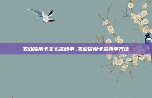農(nóng)業(yè)信用卡怎么查賬單_農(nóng)業(yè)信用卡查賬單方法