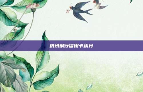 杭州銀行信用卡積分