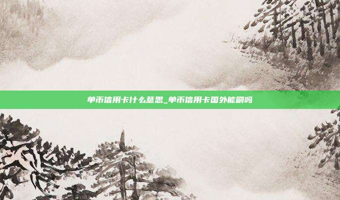 單幣信用卡什么意思_單幣信用卡國外能刷嗎