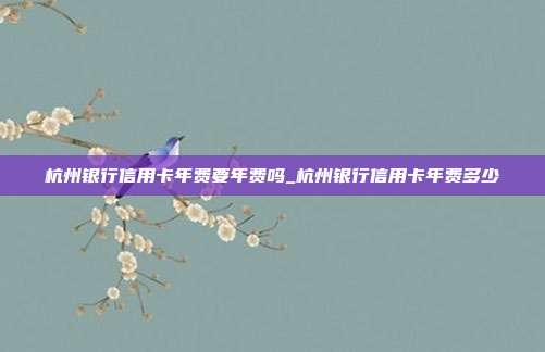 杭州銀行信用卡年費要年費嗎_杭州銀行信用卡年費多少