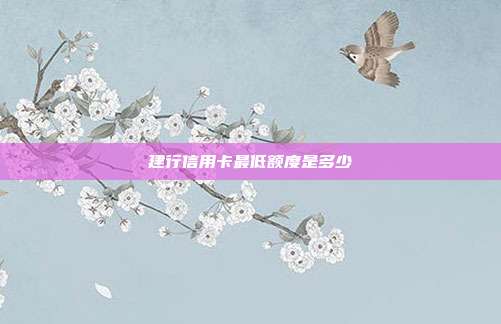 建行信用卡最低額度是多少