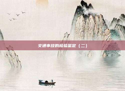 交通事故的檢驗(yàn)鑒定(二)