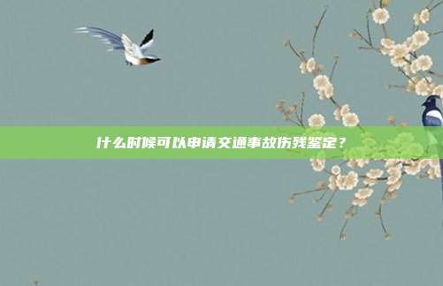 什么時候可以申請交通事故傷殘鑒定?