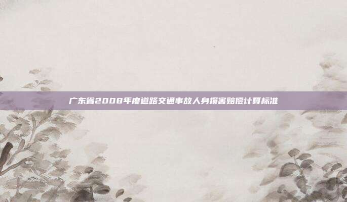 廣東省2008年度道路交通事故人身損害賠償計算標準