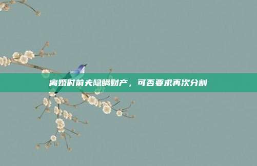 離婚時(shí)前夫隱瞞財(cái)產(chǎn),可否要求再次分割