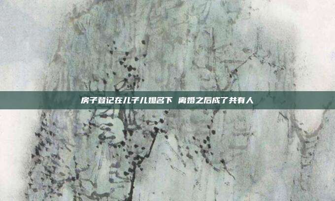 房子登記在兒子兒媳名下 離婚之后成了共有人