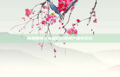 離婚期間丈夫擅自抵押房產被判無效