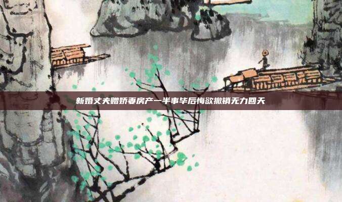 新婚丈夫贈嬌妻房產一半事畢后悔欲撤銷無力回天