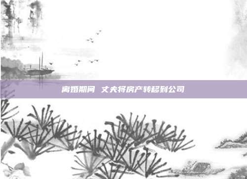 離婚期間 丈夫將房產轉移到公司