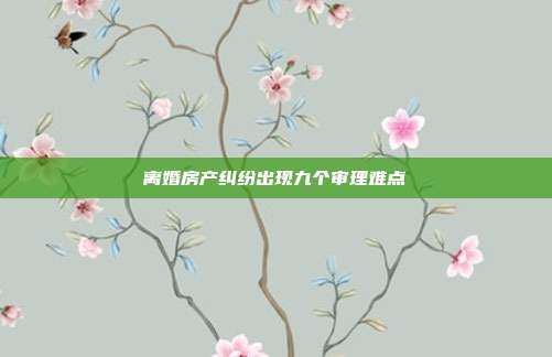 離婚房產糾紛出現九個審理難點