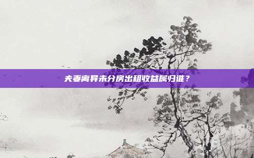 夫妻離異未分房出租收益屬歸誰?
