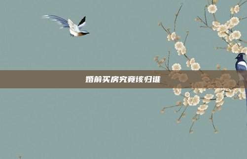 婚前買房究竟該歸誰