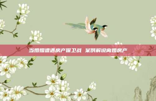 當婚姻遭遇房產保衛戰 案例解說離婚房產