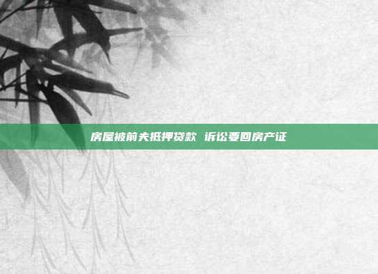 房屋被前夫抵押貸款 訴訟要回房產證