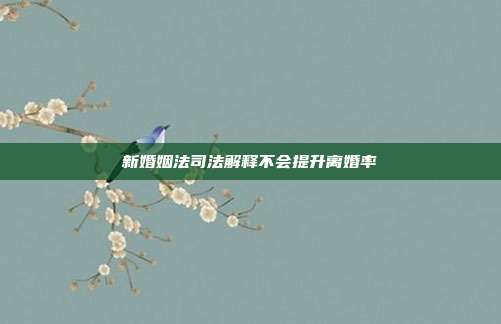 新婚姻法司法解釋不會(huì)提升離婚率