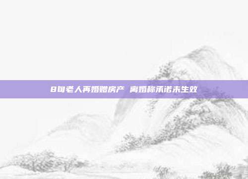 8旬老人再婚贈房產 離婚稱承諾未生效