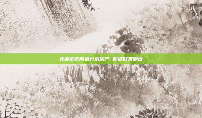 夫妻協議離婚分割房產 卻被好友霸占