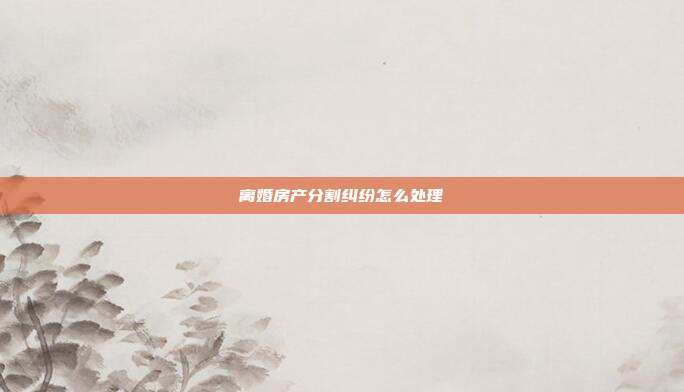 離婚房產分割糾紛怎么處理